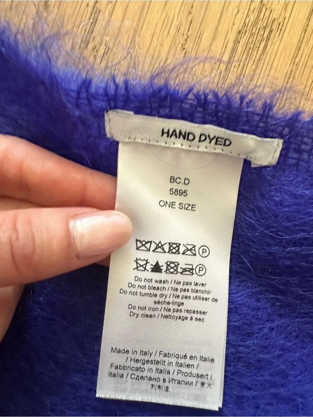 Ganni Bright Blue Fuzzy Fringe Scarf